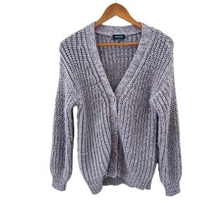 ModCloth‎ Chunky Knit Cardigan Sweater Womens XS Purple Metallic Glitter Easter